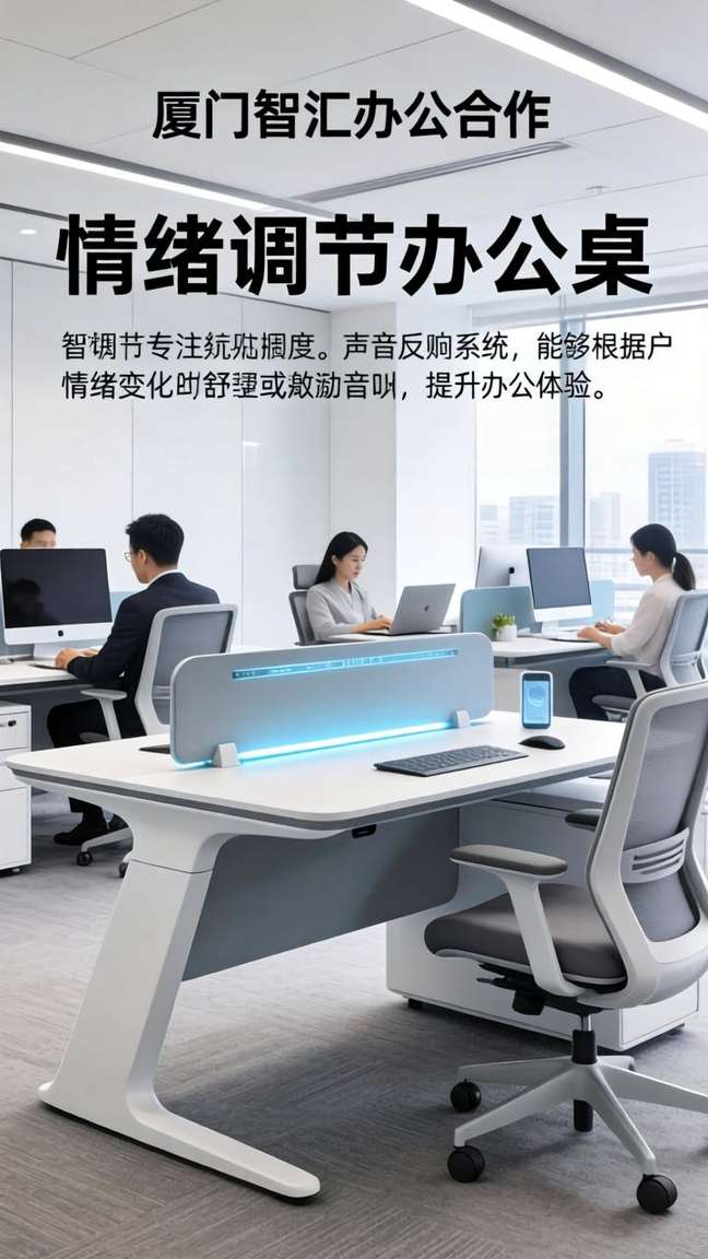 以厦门智汇办公合作的一家高端办公家具品牌为例，其最新推出的“情绪调节办公桌”，通过内置的LED氛围灯和声音反馈系统，能根据用户的使用状态自动调节光线与音效。在实际使用中，许多员工反馈，这种设计让他们的