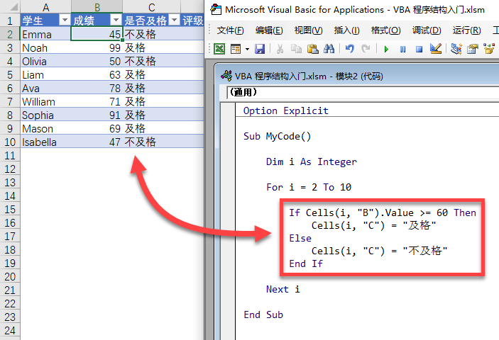 VBA 程序选择结构(图4) If Else 结构