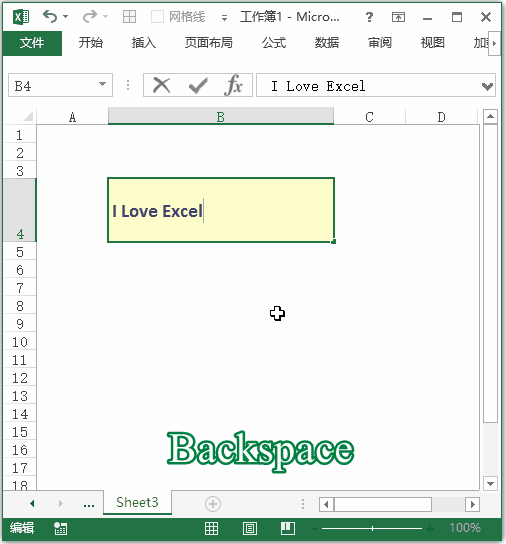 Excel 快捷键：删除光标左侧一个字符(图1)