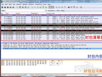 可以用Wireshark软件打开
